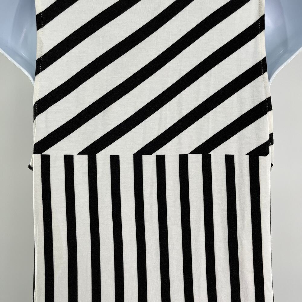Peter Som Black White Contrast Stripe Faux Wrap Sleeveless Knit Top S - Picture 8 of 14